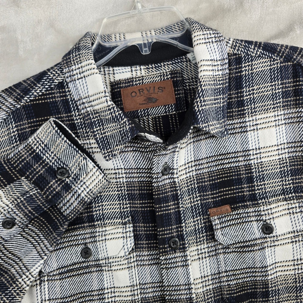ORVIS Big Bear Mens Plaid Flannel Shirt Long Sleeve Button‎ Up Size Large